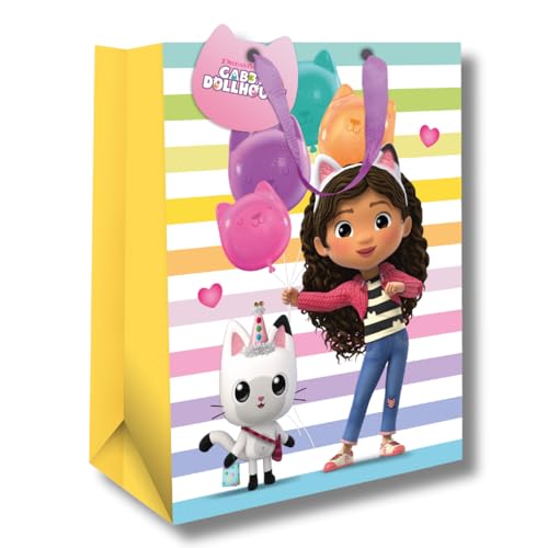 Image of Gabbys Dollhouse Girls Gift Bag - Ideal for Celebrations and Birthdays for Gabbys Dollhouse Fans of all Ages, Officially Licenced and Responsibly Resourced, 33 x 26 x 13.5 cm, Multi-Coloured