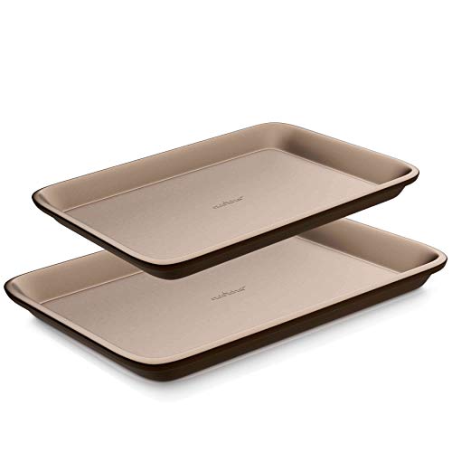 Nutrichef NC2TRBK1 Nonstick Cookie Sheet Pan | 2pc Large and Med Metal Baking