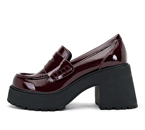 Image of Soda inchAMP inch ~ Women Round Toe Slip-On Lug Sole High Heel Penny Loafer Shoe