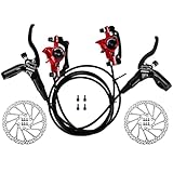 Juego de Frenos de Disco hidráulico MTB Bicicleta de montaña Delantero Izquierdo 800 mm Trasero Derecho Palancas de aleación de Aluminio de 1450 mm con Adaptador de Pinzas y Rotor de Disco de 160 mm