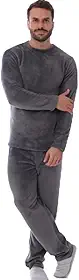 Pijama Masculino de Microfibra, Manga Longa, Tecido Peludinho, Confortável para Inverno, Neutro