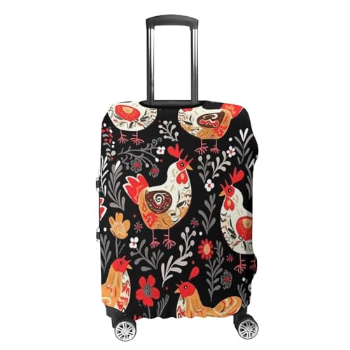 Cute Rooster Chickens Luggage Cover, Washable Elastic Suitcase Cover Protector Fit 18-32 Inch Luggage4