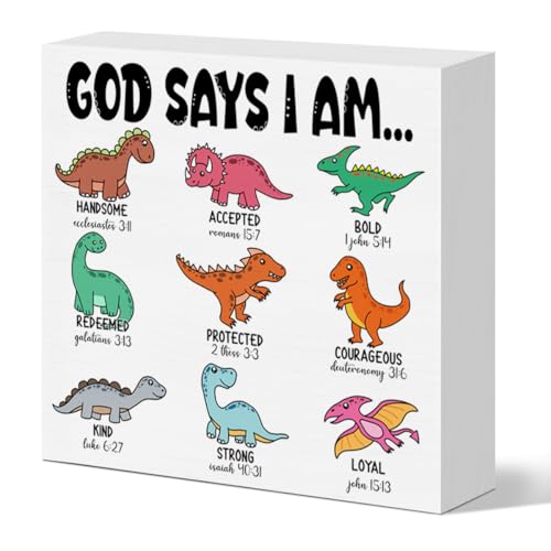 God Says I Am Dinosaur Christian Desk Decor, Christian Religious