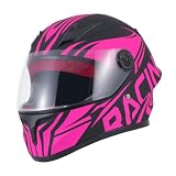 TTMiku Kids Full Face Motorcycle Helmet, Motocross ATV Dirt Bike Go-Kart 4-Wheeler Street Offroad Motorbike Helmet, DOT Approved (Pink, Small)