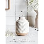 Small Boho Vase for Decor,Rustic Farmhouse Vase for Pampas Grass,Eucalyptus Set and Tiny Stem Flowers,Ceramic Vases for Centerpieces, 5.3 Inch Vintage Vase,Wave-Arctic White - Image 3