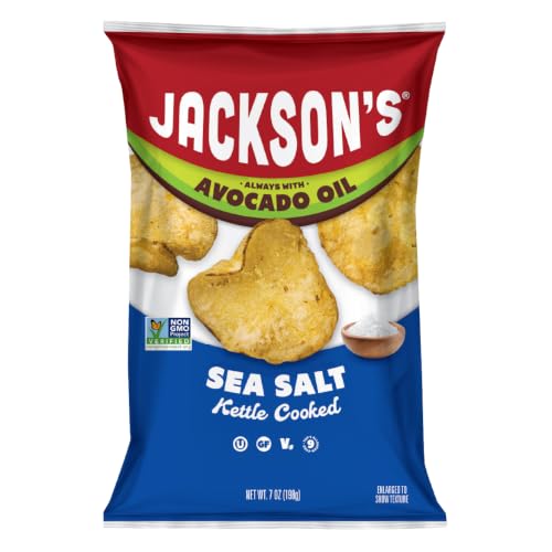 Jackson's Classic Potato Kettle Chips, Sea Salt, Avocado Oil 7oz 6ct