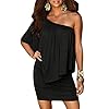 Sidefeel-Women-Off-Shoulder-Ruffles-Bodycon-Mini-Dress Sidefeel Women Off Shoulder Ruffles Clubwear Mini Dress Large Black