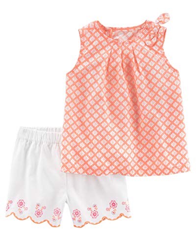 2-Piece poplin top & scallop short set orange évite la chaleur chez le bébé fille 6 mois