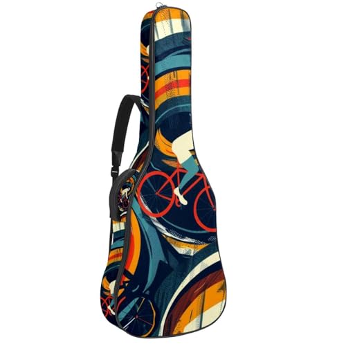 Housse guitare imperméable avec 2 poches et motif vélo coloré