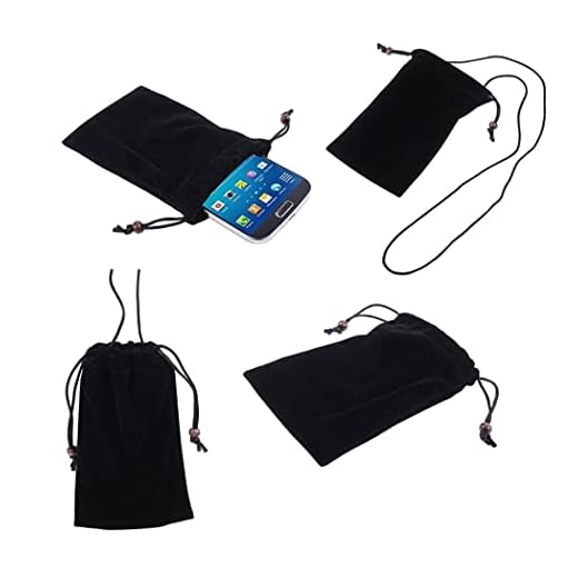 DFV mobile - Case Cover with Chain and Loop Closure Soft Cloth Flannel Carry Bag for Samsung Galaxy Core Plus SM-G350 - Black