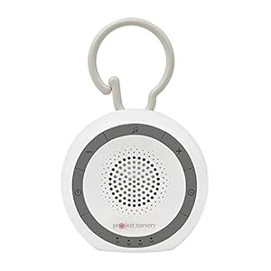 Project Nursery Portable Sound Soother for Baby, White Noise Sound Machine and Sleep Soother with 4 Natural Sounds and 2 Lullabies, Sleep Timer, Volume Control and Flexible Clip, White