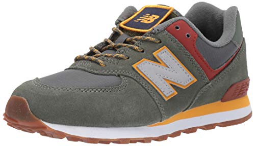 New Balance 574 V1 Camp Sneaker, Slate Green, 3.5 Wide US Unisex Little_Kid