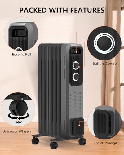 RWFLAME-Oil-Filled-Radiator-Heater1200W-Electric-Space-Heaters-with-3-Heat-SettingsAdjustable-ThermostatOverheat-Tip-Over-ProtectionQuiet-Radiator-Heater-for-Home-Office-Indoor-Use-GREY