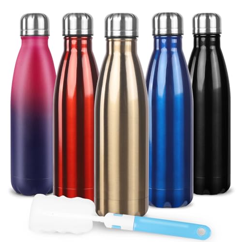 Image of Sfee Insulated Water Bottle, 17 oz Stainless Steel Water Bottles, Double Wall Vacuum Reusable Water Bottles Leak Proof BPA-FREE Sports Bottle Cup Keep Hot&Cold for Running Gym Workout Cycling Kids