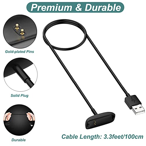 Kissmart Charger For Fitbit Inspire 3, Replacement Charging Cable Cord For Fitbit Inspire 3 [3.3Ft/1M] #TOP3