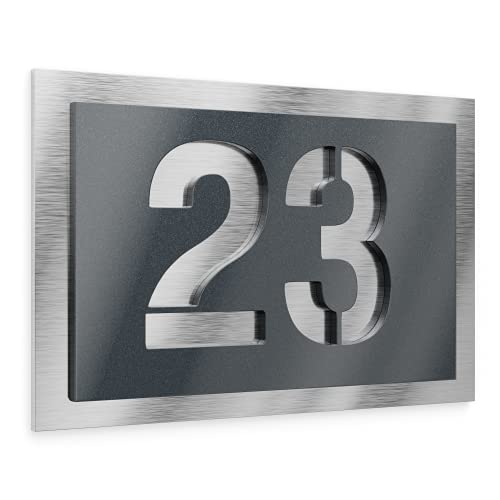 Graviers Design placa número para casa exterior – 160x110 mm, antracita metalizado, acero inoxidable V2A (AISI 304), personalizable