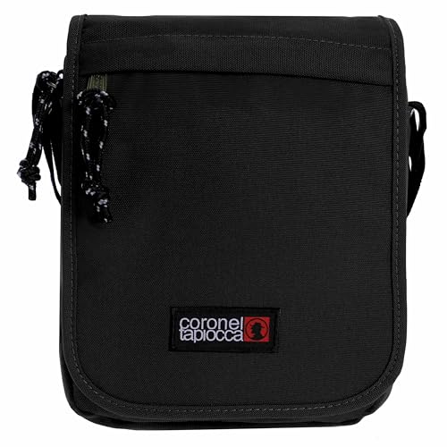 Coronel Tapiocca Urban Bolso para Hombre Bolso Bandolera Casual con Solapa Bolsillos y Cremallera Denim 19x24x5 cm, Negro