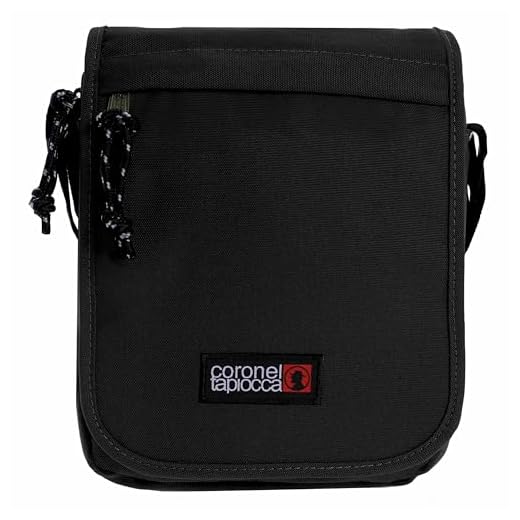 Coronel Tapiocca Urban Bolso para Hombre Bolso Bandolera Casual con Solapa Bolsillos y Cremallera Denim 19x24x5 cm, Negro