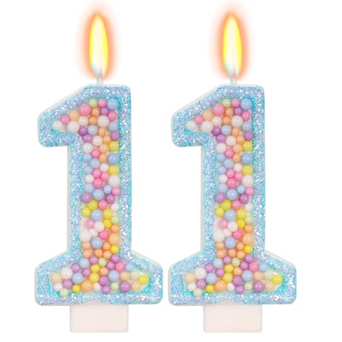 FamGift Macaron Number 11 Candle, 11th Birthday Decorations for Boys Girls