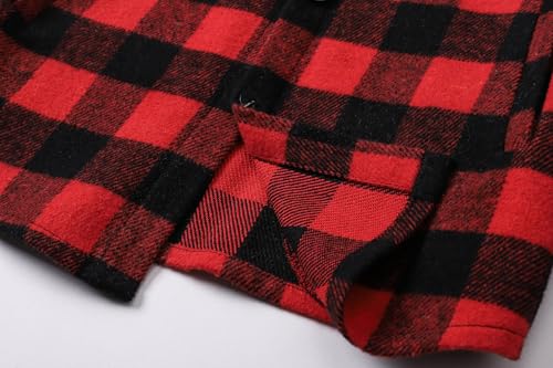 Image of SANGTREE Women and Girls Oversized Flannel Plaid Shirt Mid-Length Casual Button Down Shirt with Pockets