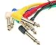 JZK 6 x Bunte Gitarren-Patchkabel mit 1/4 ”6.35 mm rechtwinkliger Monobuchse, 15 cm Gitarren-Patchkabeln für Effektpedal von Patchkabeln für Gitarre, Bass, Ukulele und Pedalboard