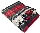 Zaloop Dicke Wolldecke 100% Schurwolle versch Größen/Farben ca. 1800gr Merinowolle (Schottenmuster, ca.155 x 200 cm)