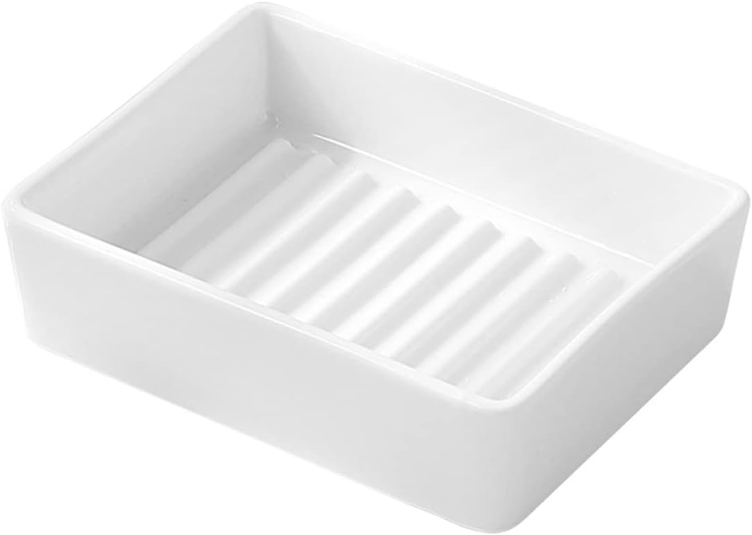 Sizikato Classic Porcelain Soap Tray, Striped Ceramic Soap