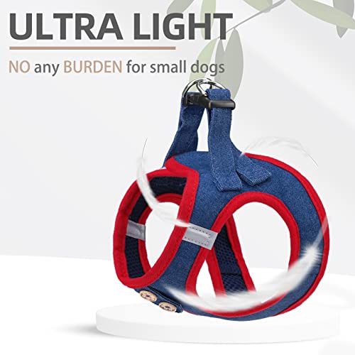 Pupteck Dog Harness And Leash Set For Small Medium Dogs No Pull Step-In Soft Mesh Puppy Cat Vest Harnesses Reflective At Night, Denim Blue M #TOP6