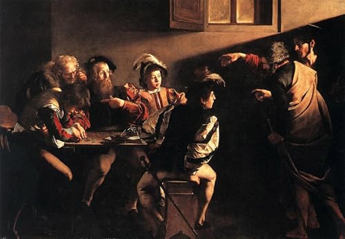 Cuadro de Caravaggio La Vocación de San Mateo, impresión en lienzo premium de 60x90cm para el hogar