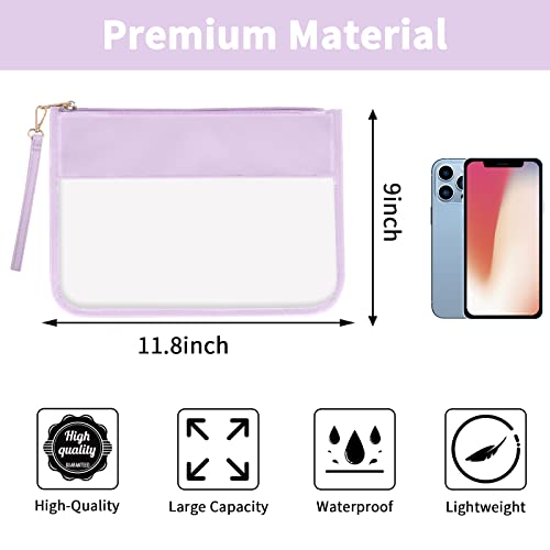 Iqimott Clear Zipper Pouch, Diy Clear Makeup Cosmetic Bag Purse For Women Girls, Chenille Letter Travel Toiletry Bag(Purple) #TOP1