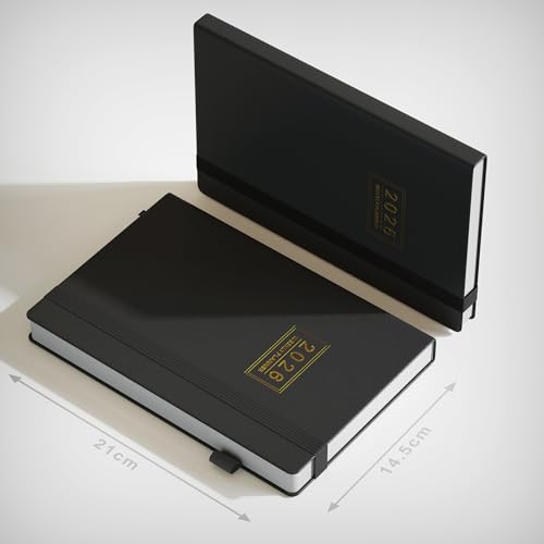 TDOLISSTE - Kalender 2026 Wochenplaner A5 Terminplaner für Lehrer, Schüler, Büro, Mehrsprachiges 1 Woche 2 Seiten, Januar 2026 - Dezember 2026 (Schwarz)