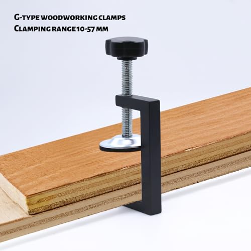 Miniatura 4 de Tetewever 4 Piezas Abrazadera G Ajustable Kit, Kit De Abrazaderas G Inoxidable Rango De Sujeción De 10-57 Mm Abrazaderas Fijación Para Fijar Madera Mesas El Plastico