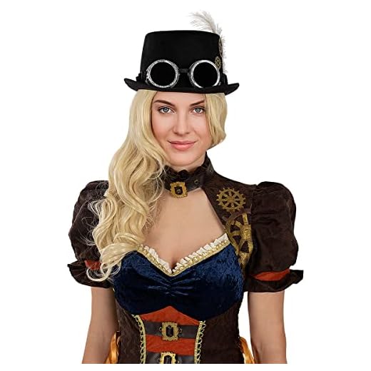 Funidelia | Sombrero de Steampunk con Gafas Originales & Divertidos, Western - Accesorios para adultos, accesorio para disfraz - Marrón