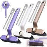 LeuKoles 3 Cepillos de Limpieza Multifuncionales, Cepillo de Ducha, Cepillo de Limpieza Rigido, Cepillos de Limpieza Domesticos para Baño y Cocina, Cepillo de Limpieza Pequeño, Cerdas Duras, Purple