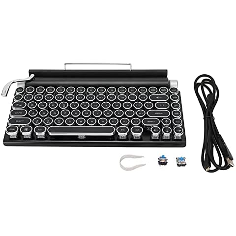 Jeankak Teclado De Máquina De Escribir Retro, RetroiluminacióN Dinámica RGB Clásico Teclado Estilo Máquina De Escribir Cover