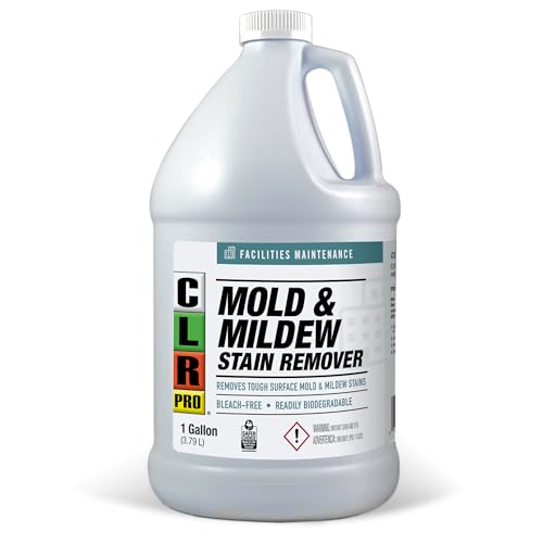 CLR PRO Heavy Duty Bleach-Free Mold and Mildew Stain Remover, 1 Gallon Bottle, Unscented Multi-Surface Stain Remover, Works on Tile, Wood, Concrete, Glass and More