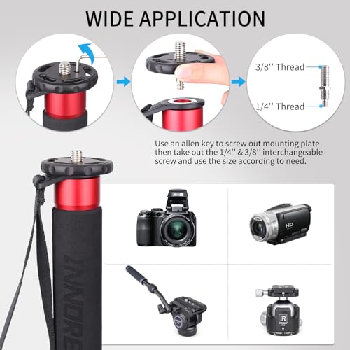 Image of 66.9in /170cm Camera Monopod INNOREL VM80A Aluminum Alloy Portable Compact Lightweight Travel Monopod with Fast Flip Lock for Canon Nikon Sony DSLR Camera Video Camcorder DV Photography Load 33lbs /15kg