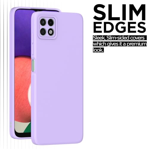 Image of Outlouders Back Cover for Samsung Galaxy A22 5G / F42 5G | Camera Protection | Durable Soft Matte Silicone Bumper Case (Purple)