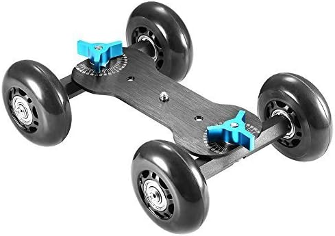 NEEWER® Tabletop Mobile Rolling Slider Dolly Car Skater Video Track Rail for Speedlite DSLR Camera Camcorder Rig (Black)