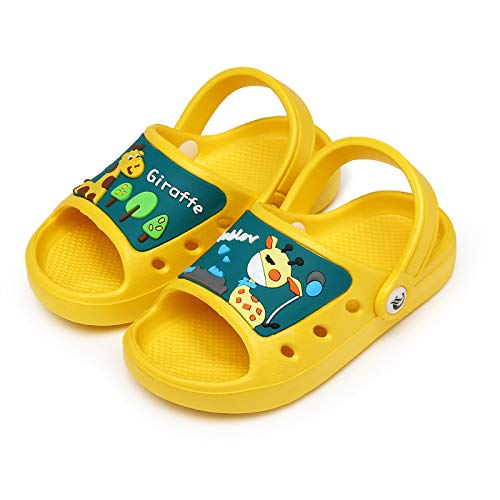CELANDA Pantoufles de Plage Filles Été Garcon Claquette de Piscine Enfant Chaussures de Jardin Respirantes Antidérapant Sandales Jaune 28/29 EU