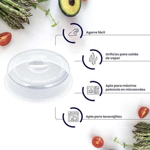 Miniatura 2 de Tapa Microondas Libre Bpa Para Cocina - Perfecta Para Proteger Platos De Comida - Tapadera De 24 Cm De Diámetro - Fabricado En España