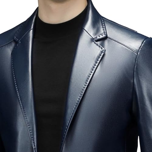 Blazer de cuero casual para hombre miniatura 2
