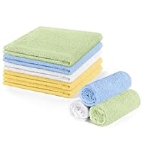 ALIIP Set Seiftuch 25x25cm, 8er Handtücher Klein für Gesicht und Hände, Handtuch Set Saugstark, Waschbar und Strapazierfähig, Natürliche Bambusfaser (Blau/Gelb/Weiß/Grün)