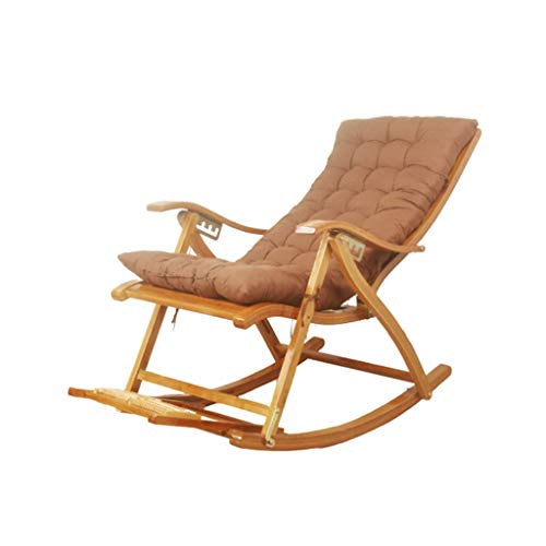 Mecedora ajustable de bambú con reposapiés retráctil y bolas, silla plegable portátil para balcón y relajación en el hogar (Sle 2)