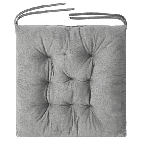 WONDER MIRACLE 4 Pack Flannel Seat Cushions, Grey (16"×16")