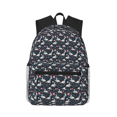 Sac à dos ordinateur léger et ergonomique au motif floral cygne élégant