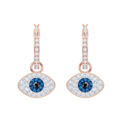 Image of SWAROVSKI Unisex Symbolic Evil Eye Hoop Pierced Earrings, Rose-Gold Tone 5425857
