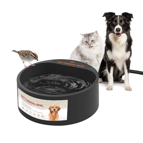 Namsan Beheizter Wassernapf für Hunde, Beheiztes Frostschutz Tränkebecken, Anti-Bite-Schlauchwickel Kabel (165cm), 2.2 L Beheizbarer Wassernapf für Hunde/Katze/Hasen/Hühner im Winter