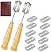 FANDE Cuchillo de Panadero, 2PCS Herramienta de Corte de Pan Cuchillo de Pan Cuchillo Curvo de Arco de Pan de Acero Inoxidable con 10 Cuchillas para Hornear Bricolaje