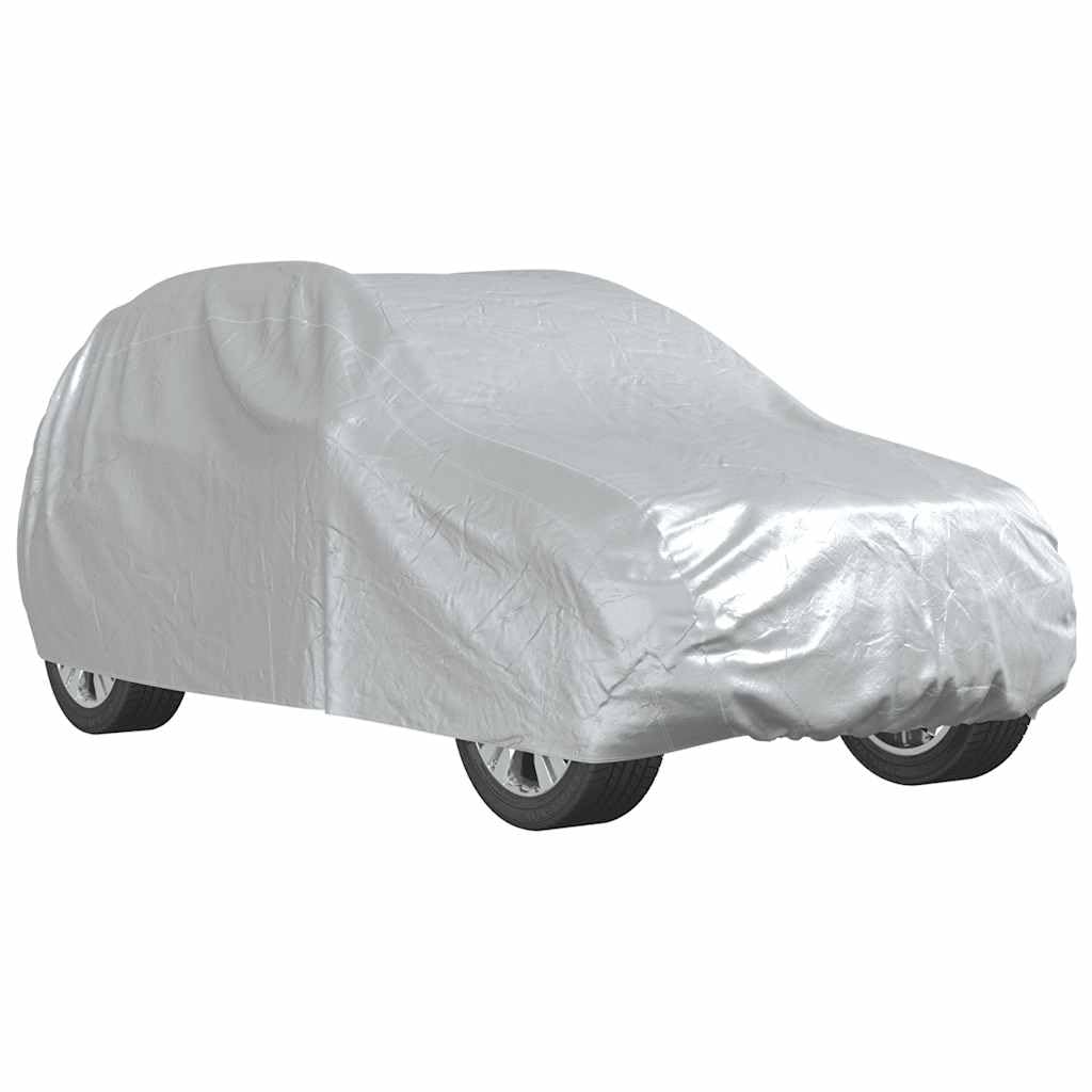 Autoabdeckung für SUV mit Schnallenriemen Voll Silbern M, Abdeckplane Wohnwagen, Wohnmobile Schutzhülle für Camper